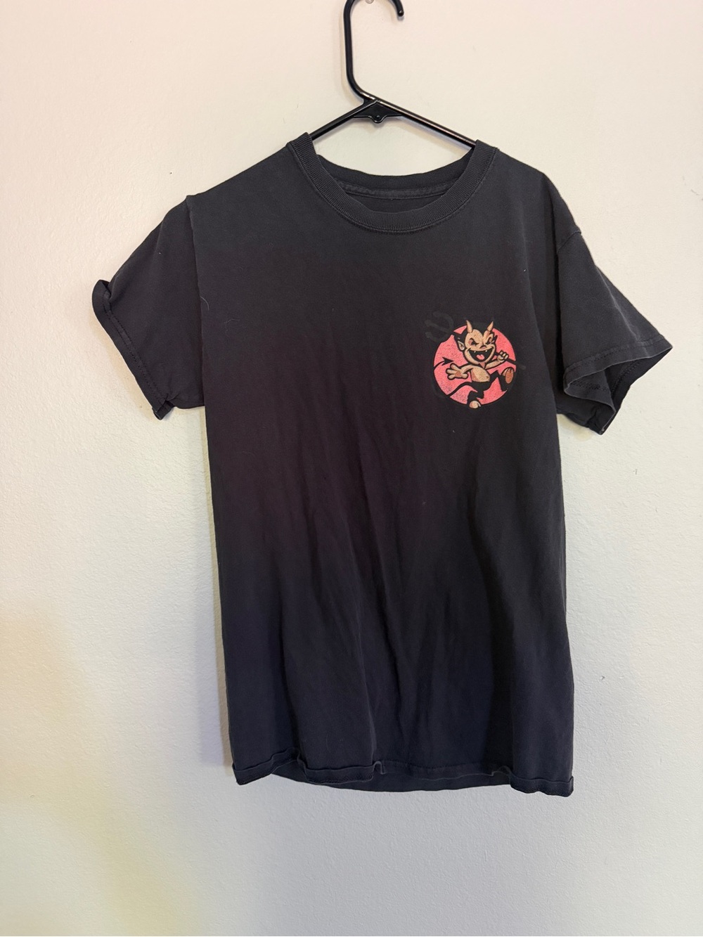 Black Short-Sleeve Graphic Crewneck T-Shirt